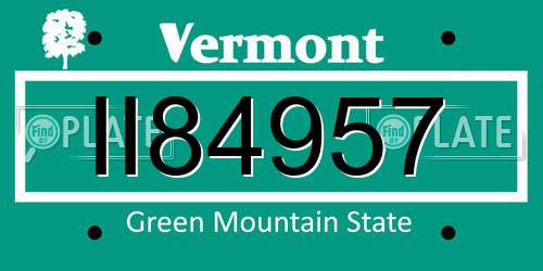 II84957 Vermont License Plate