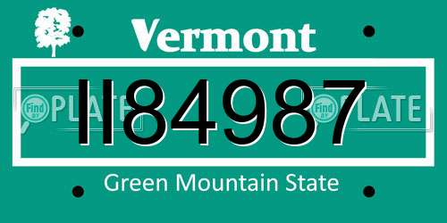II84987 Vermont License Plate