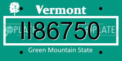 II86750 Vermont License Plate