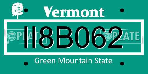 II8B062 Vermont License Plate