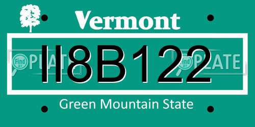 II8B122 Vermont License Plate