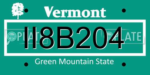 II8B204 Vermont License Plate