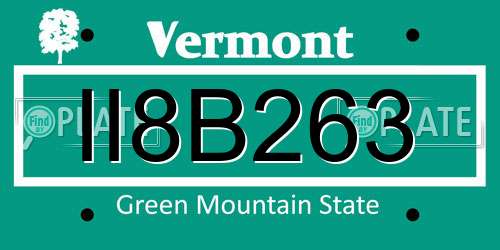 II8B263 Vermont License Plate