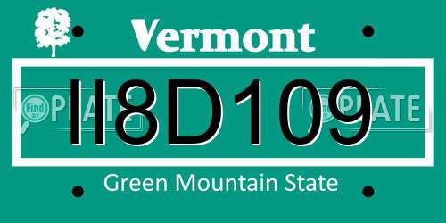 II8D109 Vermont License Plate