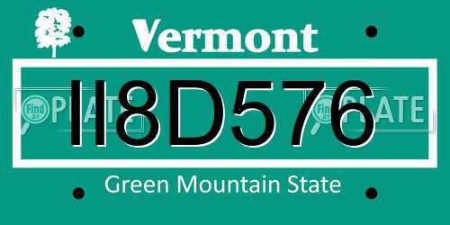 II8D576 Vermont License Plate