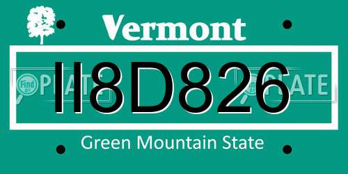 II8D826 Vermont License Plate