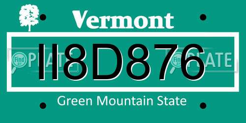 II8D876 Vermont License Plate