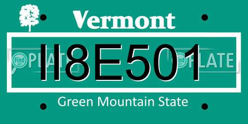 II8E501 Vermont License Plate