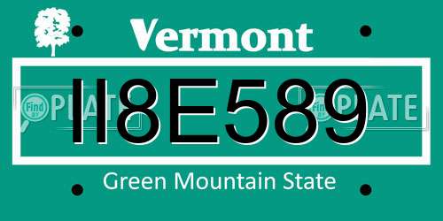 II8E589 Vermont License Plate