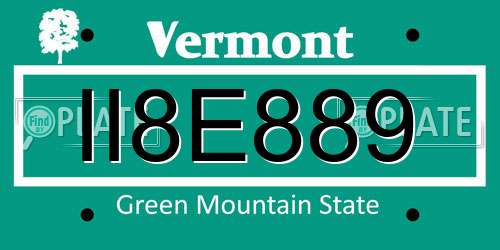 II8E889 Vermont License Plate
