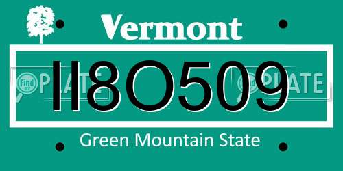 II8O509 Vermont License Plate
