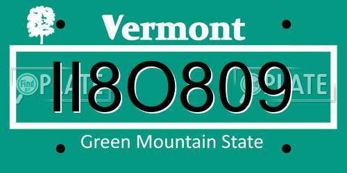 II8O809 Vermont License Plate