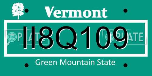 II8Q109 Vermont License Plate