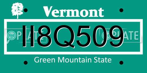 II8Q509 Vermont License Plate