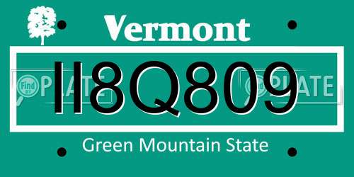 II8Q809 Vermont License Plate