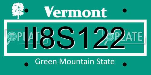 II8S122 Vermont License Plate