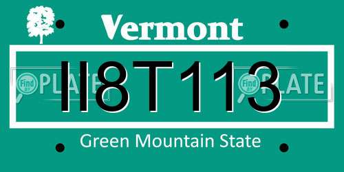 II8T113 Vermont License Plate