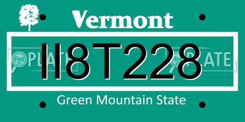 II8T228 Vermont License Plate