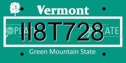 II8T728 Vermont License Plate