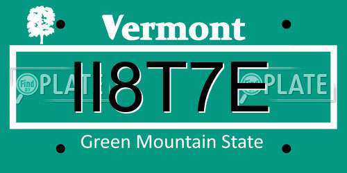II8T7E Vermont License Plate