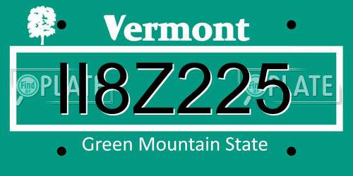 II8Z225 Vermont License Plate