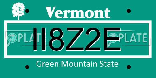 II8Z2E Vermont License Plate