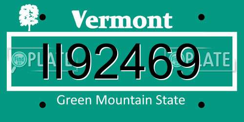 II92469 Vermont License Plate