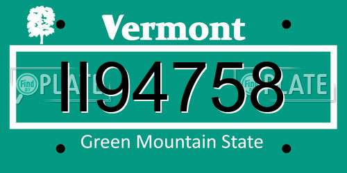 II94758 Vermont License Plate