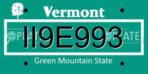 II9E993 Vermont License Plate