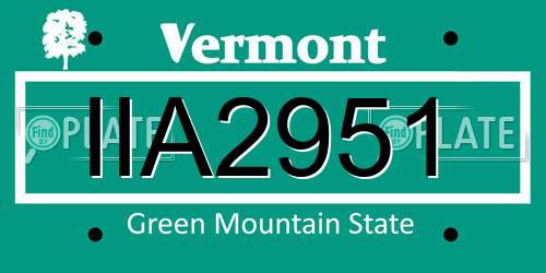 IIA2951 Vermont License Plate