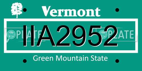 IIA2952 Vermont License Plate