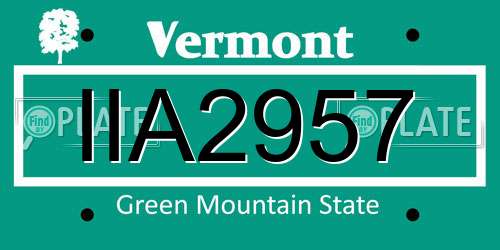IIA2957 Vermont License Plate