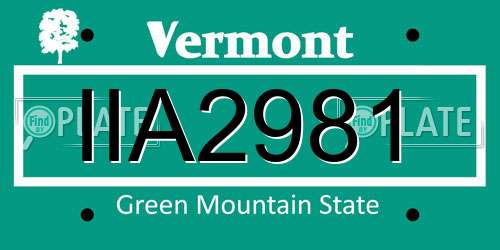IIA2981 Vermont License Plate