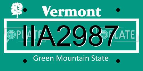 IIA2987 Vermont License Plate