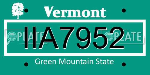IIA7952 Vermont License Plate
