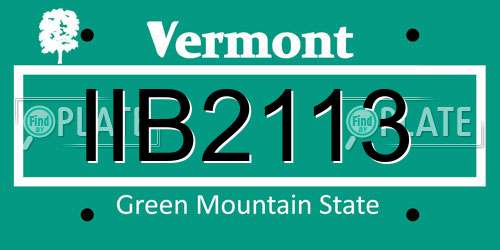 IIB2113 Vermont License Plate