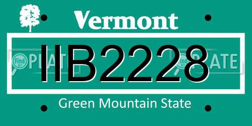 IIB2228 Vermont License Plate