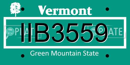 IIB3559 Vermont License Plate