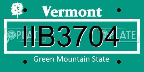 IIB3704 Vermont License Plate
