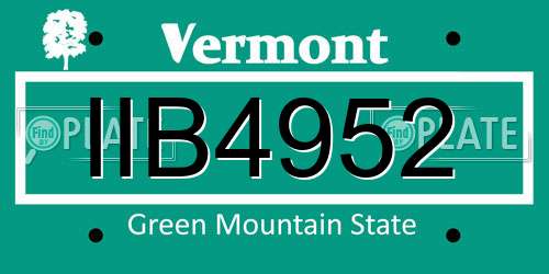 IIB4952 Vermont License Plate