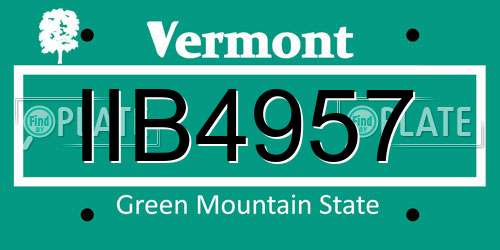 IIB4957 Vermont License Plate