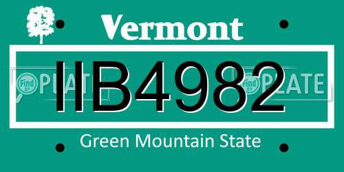 IIB4982 Vermont License Plate