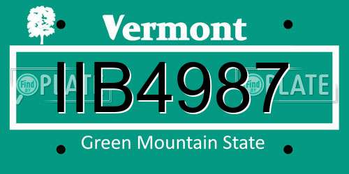 IIB4987 Vermont License Plate