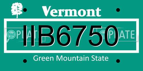 IIB6750 Vermont License Plate