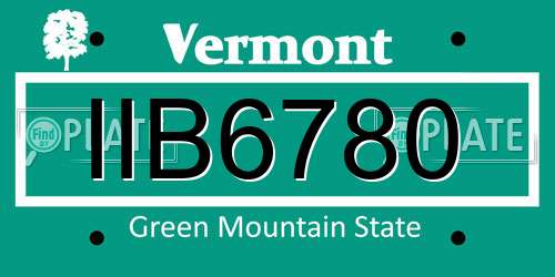 IIB6780 Vermont License Plate
