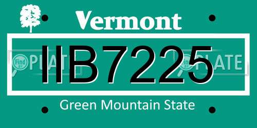 IIB7225 Vermont License Plate