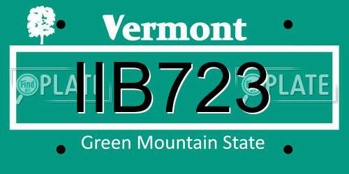 IIB723 Vermont License Plate