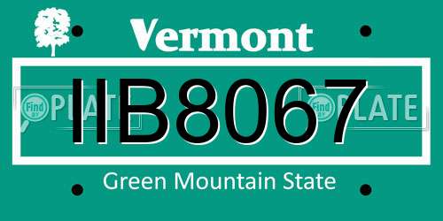 IIB8067 Vermont License Plate