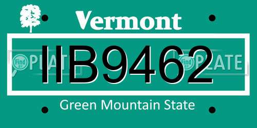 IIB9462 Vermont License Plate