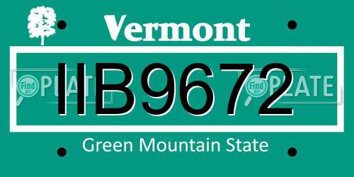 IIB9672 Vermont License Plate